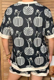 Pumpkin print shirt & short set