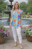 Light Blue floral top cap sleeves