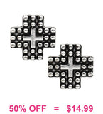 Silver Studded cross studs,  western style