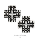 Silver Studded cross studs,  western style
