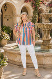 Striped Top With Cap Sleeves