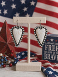 Cream stone heart earrings with bling trim