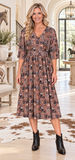 Western print midi dress