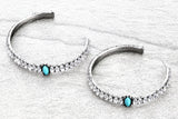 Large Bling Hoop Earrings with Turquoise stone
