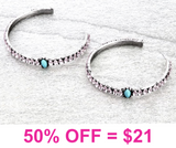 Large Bling Hoop Earrings with Turquoise stone