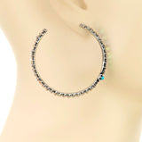 Large Bling Hoop Earrings with Turquoise stone