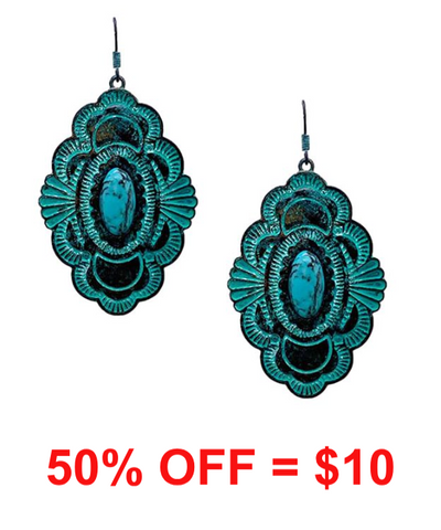Western Metal w/TQ Stone Earring