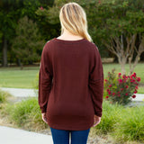 Pink leopard top with brown waffle knit