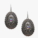 Western Concho w/Glass Stone Earring