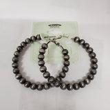 2" Silver Navajo Pearl Beaded Hoop Earrings