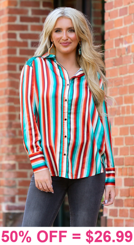 Serape Button Up with sequin shoulder detail