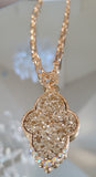 Short Gold Link Necklace with gold glitter pendant