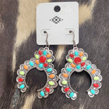 Colorful Inlay silver squash blossom earrings
