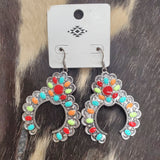Colorful Inlay silver squash blossom earrings