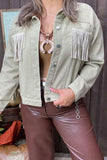 Sage Green jacket with bling fringe