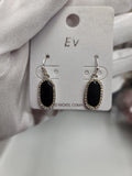 Tiny Black Oval Earrings with Silver bling border.