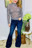 Black & White Checkered mesh top