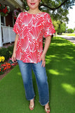 Coral and White design top