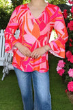 Pink & Orange bell sleeve top