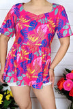 Pink Printed Baby Doll Top