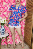 Blue Floral flutter top