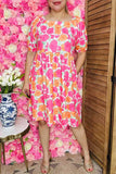 Pink & Orange Floral dress w/ pockets