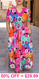 Colorful Flower Maxi Dress -Loose fit