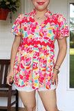 Floral baby doll top with crochet detail