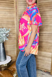 Pink, Blue, Yellow, Orange Top - loose fit