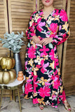 Floral Maxi Wrap Around Dress with Tie Belt