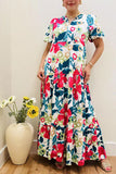 Floral Maxi Dress with puff sleeves