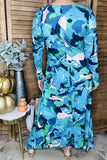 Green & Blue twist Dress With Shark Bite Hem