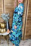 Green & Blue twist Dress With Shark Bite Hem
