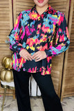 Black & Colorful print long sleeve top - Loose Fit