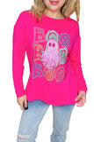 BOO Pink Halloween top with ghost