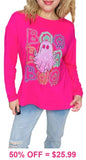BOO Pink Halloween top with ghost