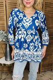 Blue & Cream Design Baby Doll Top