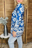 Blue & Cream Design Baby Doll Top