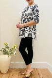 White & Black Damask Top