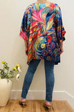 Silky Multi color printed poncho top