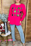 Hot Pink top with Sequin Christmas Trees