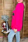Hot Pink top with Sequin Christmas Trees