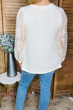 Cream Waffle Knit top with lace sleeves