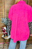 Pink Shacket with Sequin Leopard pockets