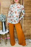 2X, 3X Cream Western Printed Sheer Mesh Top