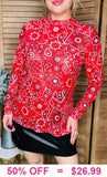 Red Bandana Printed Sheer Mesh Top