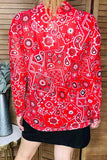 Red Bandana Printed Sheer Mesh Top