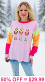Nutcracker sequin patch Pink top neon stripe sleeves