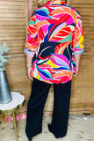 Multi color Blouse, Roll tab sleeves