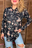 S, M, L, XL Black long sleeve top with Bronc rider print